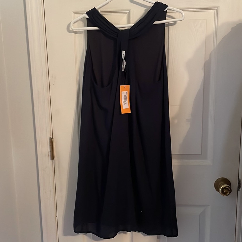 Collective Concepts T Back Shift Woven Dress. Large sizes. Color is navy blue. - Picture 2 of 4